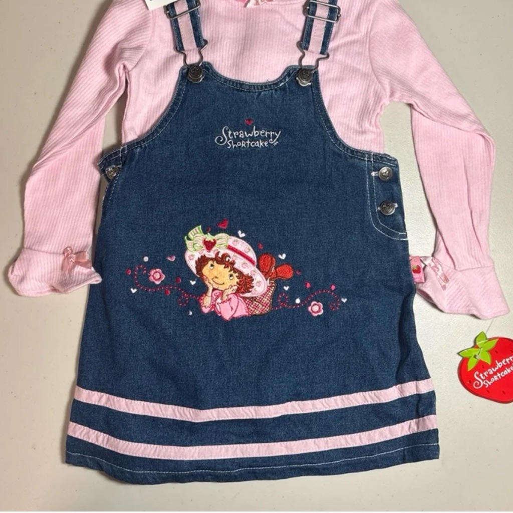 Strawberry Shortcake Denim Dress With Pink Top